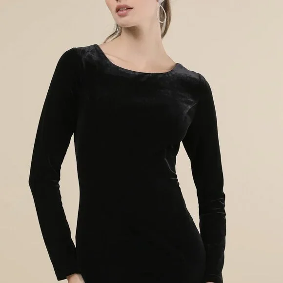 NWT Lulus Captivating Muse Black Velvet Tie-Back Mini Dress - Picture 2 of 8
